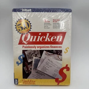 Intuit Quicken 5.0 Vtg Finance Software For IBM/DOS - 5.25” & 3.5” Disks - New - Picture 1 of 9