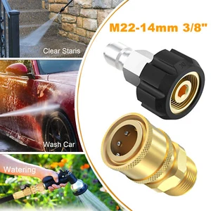 2Pcs Pressure Washer Quick Connect M22 14mm Swivel to 3/8" Hose Adapter Set - Picture 1 of 8