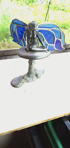 Monster metals fairy sitting on toadstool, 1965 era with stained glass wings.