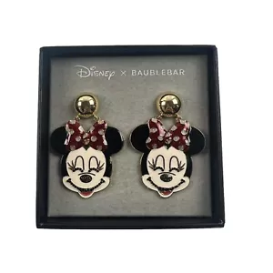 Disney Baublebar Earrings Minnie Mouse Large Polka Dot Dangle Hanging New - Picture 1 of 2