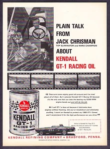 Foto de campeón de la NHRA Jack Chrisman 1966 Kendall GT-1 Racing Oil anuncio impreso de colección - Imagen 1 de 1