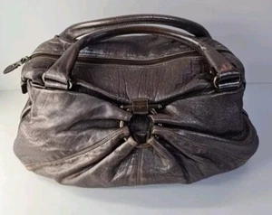 Salvatore Ferragamo Gancini Handbag AB-21 B133 Metallic Silver Pre-Owned - Picture 1 of 24
