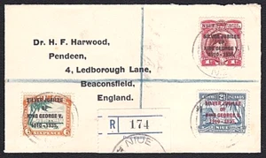 NIUE 1935 Jubilee set on 1936 registered cover to UK.......................B6312 - Picture 1 of 1
