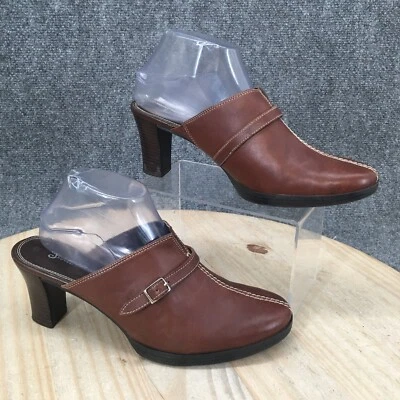 Zapatos St Johns Bay para mujer 9 M Tacones Zuecos Mules 024-2270 Cuero Marrón Sin cordones Foto 1 de 4