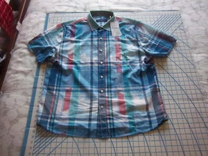 MENS XLARGE BUE/RED/AQUA TOMMY BAHAMA SS BUTTON UP LIGHT COTTON SHIRT - NWT - Picture 1 of 3
