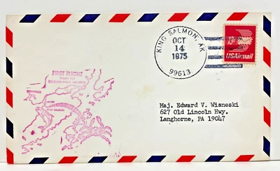 US Mail First Flight Route 141 King Salmon, AK FDC Cover (Oct 14, 1975) - Image 1 of 2