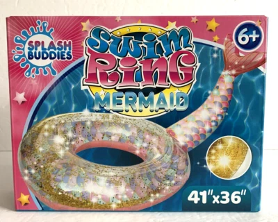 Splash Buddies NEW in Box Swim Ring Mermaid Gold Glitter 41" x 36" - Image 1 of 4