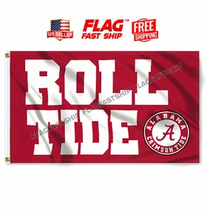 Alabama Football Crimson Tide 3x5 ft Flag Banner ROLL TIDE FREE Shipping NCAA - Picture 1 of 9