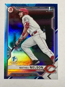 2021 Bowman Draft Matheu Nelson #BD-103 Blue #/150 Cincinnati Reds - Picture 1 of 2