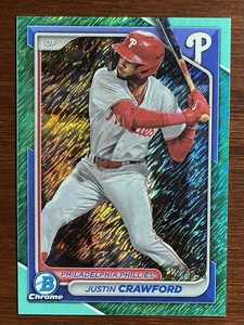 Justin Crawford 2024 Bowman Chrome Prospects Aqua Shimmer Refractor /125 - Picture 1 of 4