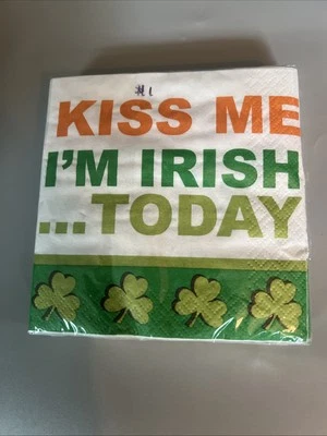 Target Brands Kiss Me I’m Irish… Today New 20CT Beverage Paper Napkins St Paddy - Image 1 of 4