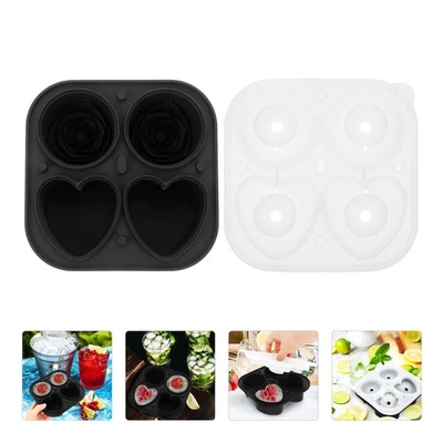Silicone Ice Tray Large Ice Cube Mold Rose Heart-shaped large ice cube mold - Image 1 of 4