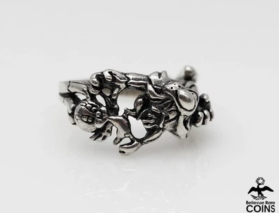 Anillo Warner Bros. Plata Esterlina Silvestre Gato Persiguiendo Piolín Pájaro Talla 9 Foto 1 de 4