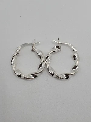 Marsala Signed Sterling Silver Twisted Hoop Earrings - Image 1 of 4