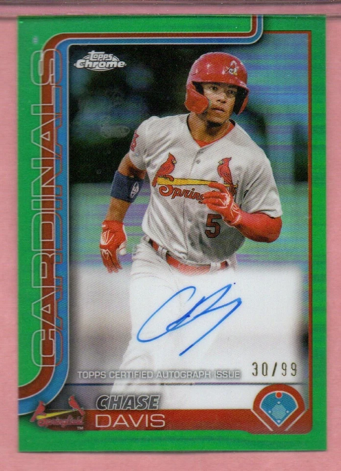 Chase Davis 2025 Topps Pro Debut Chrome Green Autograph Auto 30/99 Cardinals - Image 1 of 1