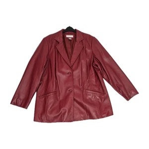 Preston & York Women's Lamb Skin Jacket Size 2X Red Leather Two-Button (65) - Picture 1 of 9