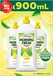 Dishwashing Liquid Lemon 3x900ml Grease Cutting Kitchen Dish Soap Cleaner Pack - Picture 1 of 12