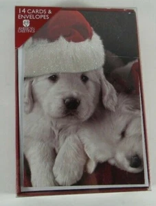 Set Of 14 Lab Dogs Cuddling Glitter American Greetings Christmas Cards - Picture 1 of 1