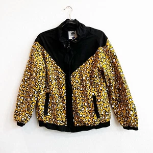 NEW 1. SUNSET LANE Women's Cheetah Animal Print Windbreaker Jacket Black Med - Picture 1 of 6