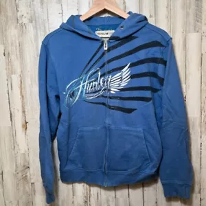 Vintage Y2K Hurley Blue Zip Up Grunge Affliction Hoodie Womens Size Small - Picture 1 of 7