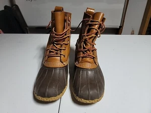 LL Bean Men's Brown Leather Ankle Duck Boots Size 8 M - Picture 1 of 4