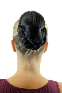 Evita Hair Piece Wide Braided Braid Bun Hair Bun Costume Black Oval TC-2073 - Picture 1 of 4