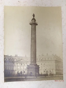 Antique Mounted Photo ALBUMIN Signed Achille Quinet Column of the Place Vendôme - Picture 1 of 6
