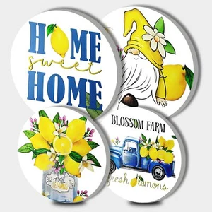 Lemon Summer Decor Electric Stove Burner Covers,4 Pcs Blue Truck Decor Round ... - Picture 1 of 7