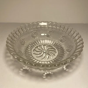 EAPG VTG Clear Glass Pin Wheel Design Candy Dish Berry Bowl Late 1800s Antique - Picture 1 of 13