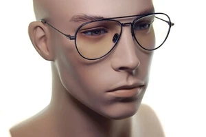 TOM FORD Blue Block Eyeglasses FT5800 001 56mm Men Large Metal PILOT Frame BLACK - Picture 1 of 15