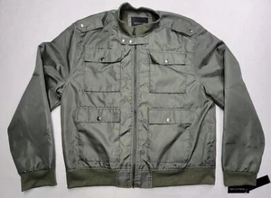 Structure Flyer Bomber Jacket Mens XL Green Water Resistant Lined Full Zip - Picture 1 of 10