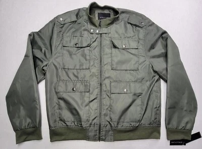 New Structure Flight Bomber Jacket Mens XL Green Water Resistant Lined Full Zip - Image 1 of 4