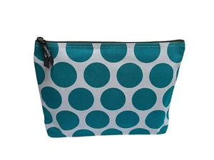 Thirty-One Zipper Pouch Teal Mod Dot Retired Pattern New with Tag and Packaging - Picture 1 of 12