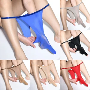 Men's See-through Bulge Pouch Briefs Sheer Nylon Oil G-String Thong Underwear ↕ - Picture 1 of 31