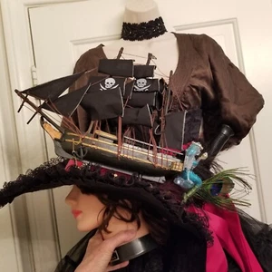 Custom Pirate Jolly Roger Hat Complete Costume Multiple Pieces Some NWT SZ S-M - Picture 1 of 19