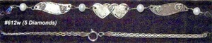 New 14kt White Gold/5 Dia Heart/Winged Anklet-Free Engraving! - Picture 1 of 2