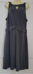 NEW $118 Max & Cleo Keyhole Lined Dress SZ/XL Charcoal Ruched Waist NWT - Picture 1 of 8