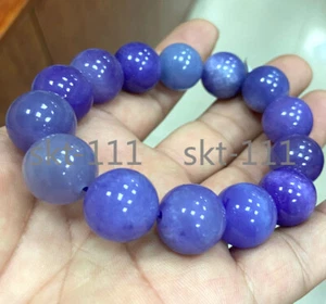 Zertifiziertes Lavendel Natürliches Klasse A Jadeit Perlen Armband 7,5 Zoll 16 mm - Bild 1 von 8