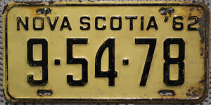 Kanada Nummernschild NOVA SCOTIA Oldtimer Kennzeichen 1962 Auto Schild Canada 95