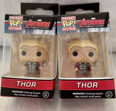 LOTE de 2 Funko Pocket Pop! Chaveiros bonecos Avengers Thor BobbleHead NOVO NA CAIXA - Imagem 1 de 4
