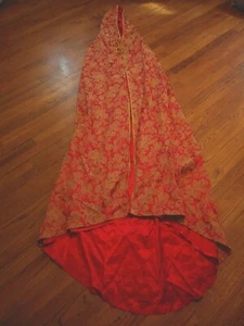 Rare Jeannie Nitro Gothic Medieval Brocade Gothic Cloak Satin Lined Cape M - Picture 1 of 11