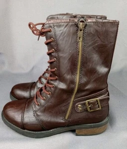 White Mountain Women Shoe Size 7.5 Brown Combat Boot Lace Zipper Casual Formal - Picture 1 of 23