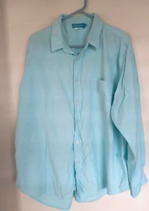 VTG Fresh Produce Men's Long Sleeve Cotton Button Down Aqua Shirt XXL - Picture 1 of 3