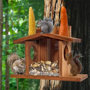 Eichhörnchen wetterfest Futterhaus Futterkasten Holz Futterstation Nussspender - Bild 1 von 9