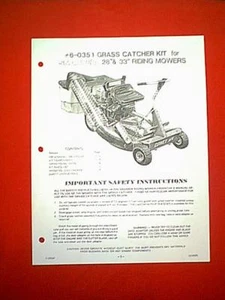 SNAPPER RIDING MOWER 28" 33" SINGLE BAGGER MODEL # 60351 PARTS MANUAL - Imagen 1 de 1