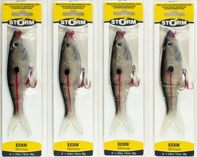 (LOT OF 4) STORM KICKIN' MINNOW 6" KSM06GZSD GIZZARD SHAD J3117 - Image 1 of 2