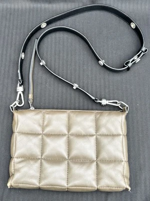 AllSaints 羊皮夏娃被子斜挎包信使包橄榄色 — 第 1/4 张图片