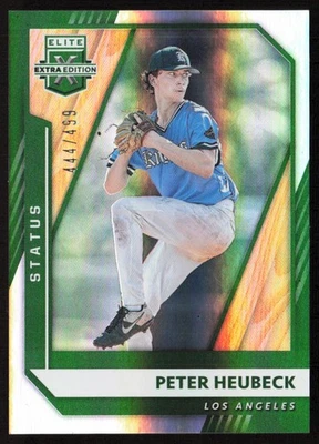 2021 Panini Elite Extra Edition Status Green #/499 Peter Heubeck #7 Dodgers - Image 1 of 2