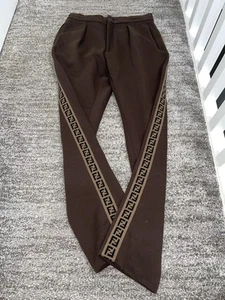 Pantalones deportivos Fendi FF Logo talla marrón esmoquin a rayas mezcla de algodón - Imagen 1 de 4