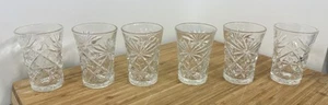6 Anchor Hocking Vorgeschnitten Haferflocken Muster 4 Unzen Saft Gläser Sehr guter Zustand - Bild 1 von 9
